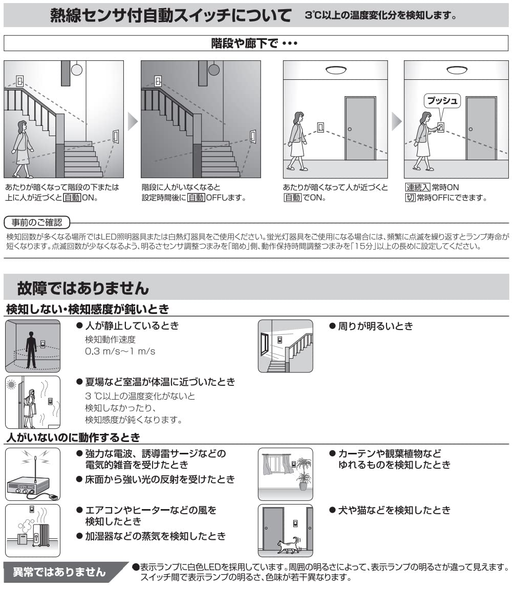 Amazon.co.jp: パナソニック(Panasonic) 壁取付 熱線センサ付 自動